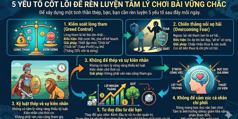 Biểu đồ 5 yếu tố cốt lõi tâm lý chơi bài chuyên nghiệp